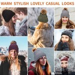 Maylisacc Hat and Gloves for Women Thermal Winter Knit Beanie Hats-and-Mittens 2 Pcs Set Ladies Thick Fleece Lined