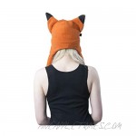 Pawstar Fleece Fox Ears Beanie Hat with Straps - Orange