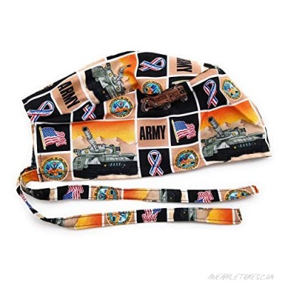 Scrub Hat Military Patriotic USA Fabric Cap Do-Rag Skull Brown