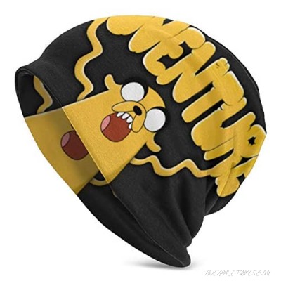 Slouchy Knit Beanie for Men & Women Adventure Time Jake The Dog Warm Snug Decorative Hat Cap Black