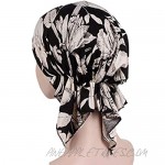Sttech1 Women India Muslim Elastic Cotton Beanie Hat Floral Print Turban Headwear for Cancer (A)