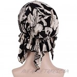 Sttech1 Women India Muslim Elastic Cotton Beanie Hat Floral Print Turban Headwear for Cancer (A)
