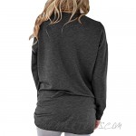 LYXIOF Women Round Neck Long Sleeve Sweatshirt Pocket Pullover Loose Shirts Tunic Tops