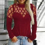 NANTE Top Casual Loose Blouse Long Sleeve Cut Hollow Out Rhinestone T Shirt Tee Shirts Women's Tops Pullover Clothes