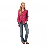 Roper Western Shirt Womens L/S Paisley Snap Red 03-050-0590-6039 RE