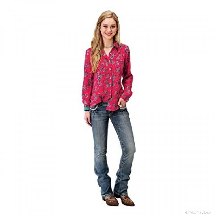 Roper Western Shirt Womens L/S Paisley Snap Red 03-050-0590-6039 RE