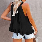 Sleeveless Black Tank Tops for Women Summer Sexy Halter Vest Shirts Fashion Crewneck Casual Soft Blouse Tee