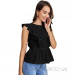 SOLY HUX Women's Ruffle Trim Sleeveless Backless Tie Back Top Blouse
