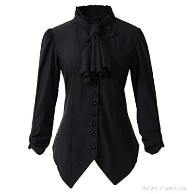 Womens Gothic Victorian Steampunk Ruffle Vamp Renaissance Pirate Blouse Shirt Top
