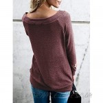 YEXIPO Womens Off Shoulder Tops Long Sleeve Boat Neck Casual Loose Shirt Sexy Blouse Tops