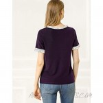 Allegra K Women's Work Ruffled Trim Cuff Round Neck Solid Top Knit T-Shirt