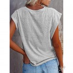 AlvaQ Womens Summer Pad Shoulder Tank Tops Casual Loose Sleeveless Shirts Tees Vest