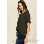 Annabelle Women's Casual Short Sleeve Knot Tie Front Loose Fit Top Tee T-Shirt Blouses