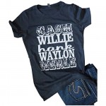 Chulianyouhuo Women Summer Cash Willie Hank Waylon Merle Shirts Country Music Festival Tees