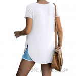 cordat Women's Casual Solid Color Tops Short Sleeve Side Split V-Neck Tunic T-Shirt