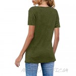 Damorong Womens V Neck T Shirts Short Sleeve Summer Casual Twist Knot Front Tunic Tops
