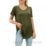 Fekermia Womens Short Sleeve Basic Solid Tshirts Summer Crewneck Casual Loose Tunic Tops