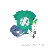 GEMLON St Patricks Day Women Baseball Shamrock Tshirt Funny Baseball Short Sleeve Splicing Graphic Tee Top