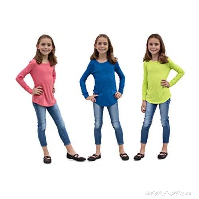 KIDPIK Girls Tops – 3pk Long Sleeve Ribbed Tee Shirt Set