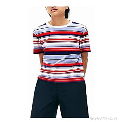 Lacoste Women's Short Sleeve Crewneck Multicolor Striped T-Shirt