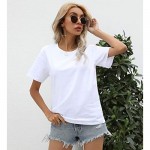 LOVFEE Women's Basic Short Sleeve Crewneck Loose Casual T-Shirts Plain Tops
