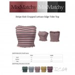 MixMatchy Women's Striped Print Ribbed Knit Crop Tube Top
