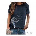 Novelty Flower Shirts Cute Dandelion Graphic Tees Plants T-Shirt for Women Short Sleeve Summer Tops