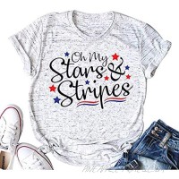 Oh My Stars and Stripes Letter Print Cute Shirt Women's Patriotic Independence Day Tops