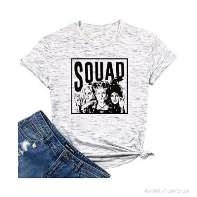 Qrupoad Womens Sanderson Sisters Squad T-Shirt Funny Squad Goals Halloween Short Sleeve Cute Graphic Tees Tops