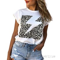Remikstyt Womens T Shirts Short Sleeve Leopard Print Casual Novelty Summer Tees Tops