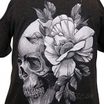 Ro Rox Piper Skull Roses Cold Shoulder Top Casual Punk Goth Style Womens T-Shirt