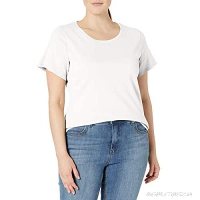 Ruby Rd. Women's Plus Size Scoop Neck 1x1 Rib Knit Cotton Short Sleeve Tee