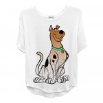 Scooby Doo Ladies Fashion Shirt Curved Hem Flock Short Sleeve T-Shirt
