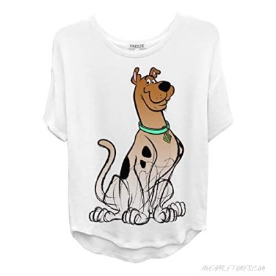 Scooby Doo Ladies Fashion Shirt Curved Hem Flock Short Sleeve T-Shirt