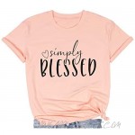 Simple Blessed T Shirt Women Thanksgiving Mom Gift Tee Shirts Short Sleeve Heart Graphic Tops