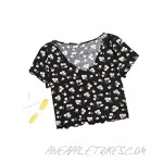 SweatyRocks Women's Cute Short Sleeve Ribbed Knit Crop Tee Tops Shirts