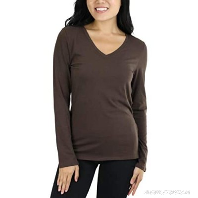 ToBeInStyle Women's Cotton V-Neck Long Sleeve Classic Fitted Top