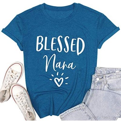Umsuhu Blessed Nana Shirts Women Nana Grandma T Shirts Mama Mom Shirts Gifts