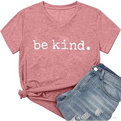 Women Be Kind Shirts Be Kind Graphic T-Shirt Inspirational Shirts Summer V Neck Short Sleeve Tops