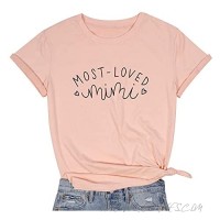 Women Mimi Grandma T Shirt Most Loved Nana Gigi Short Sleeve Funny Letter Print Gift Tee Shirt