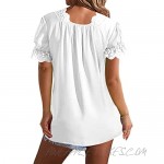 Women's Short Sleeve Tops Lace Casual Loose Blouses T Shirts