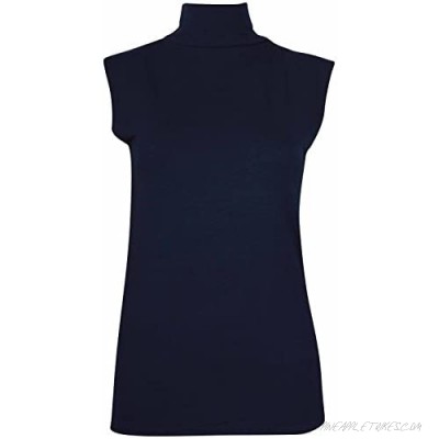 COMMENCER Ladies Sleeveless Stretch Turtleneck Vest Plain T-Shirt Tunic Top