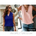 Dcharme Women's Sexy V Neck Strappy Embroidery Tank Tops Lace Casual Loose Sleeveless Shirts Blouses