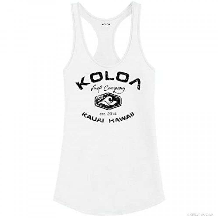 Koloa Surf Womens Vintage Arch Logo Shirttail Satin Jersey Tank Tops.Sizes: S-XL