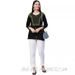 Ada Indian Hand Embroidered Pure Cotton Chikan Top Tunic Blouse for Women A100555