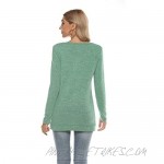Balivsa Pullover Sweatshirts for Women Green V Neck Button Long Sleeve Fuzzy Casual Loose Soft Fitting Tunic Tops XXL