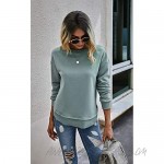 CinShein Womens Crewneck Solid Sweatshirts Side Split Casual Long Sleeve Soft Ribbed Pullover Blouses Shirt Tops