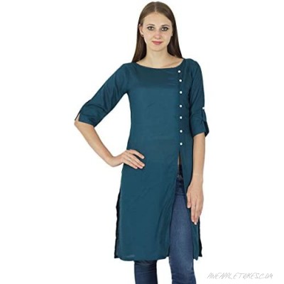 Designer Indian Bollywood Kurta Women Cotton Solid Kurti Casual Top Tunic Dress