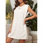 Happy Sailed Women's Summer Casual Swing T-Shirt Dresses Solid Sleeveless Tank Dress Beach Cover up with Pockets S-XL