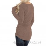 iChunhua Long Sleeve Shirt Women Long Tunic Sweater with Side Ruching S-XL